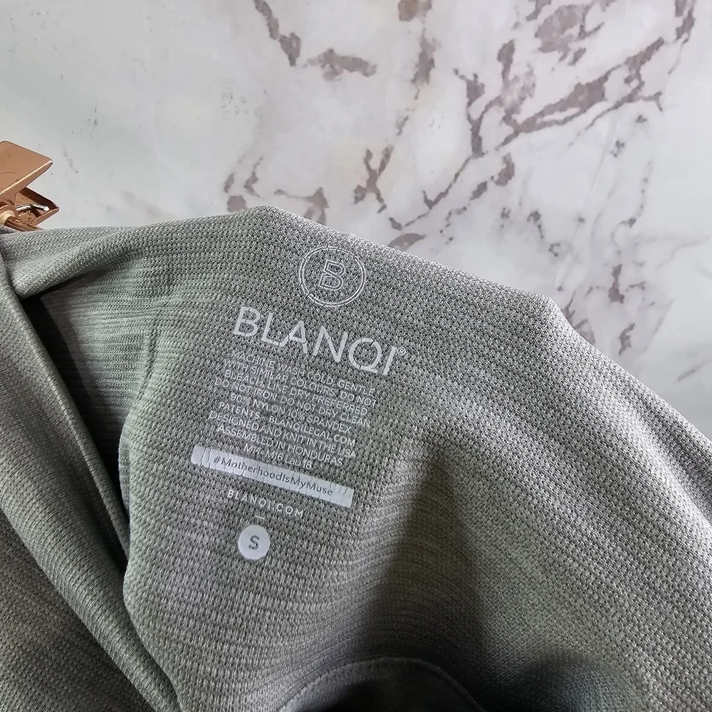 Blanqi Leggings Womens Small Gray Striped Maternity Everyday Belly Crop Seamless